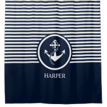 Striped, Modern, Nautical, Elegant, Monogram