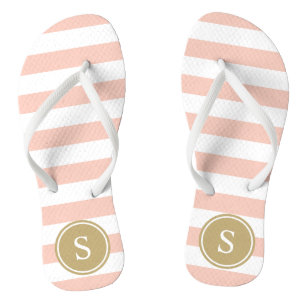 Striped Monogram in Blush Teenslippers