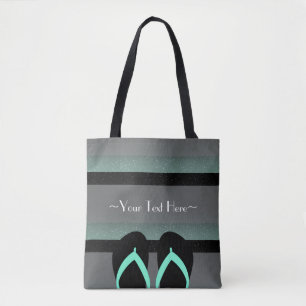 Striped Monogram Zee Mint Green Full Print Tote Bag