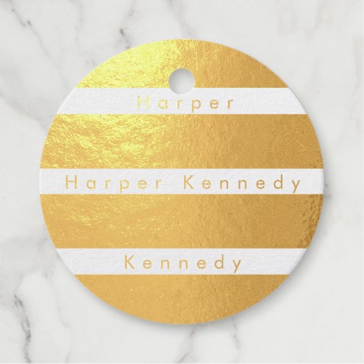 Striped Names Real Gold Foil Bedankjes Labels (Voorkant)