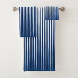 Striped Navy Blue & White Modern Abstract patroon Bad Handdoek