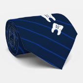 Striped Navy Dentistry Initialized Teeth Stropdas (Opgerold)