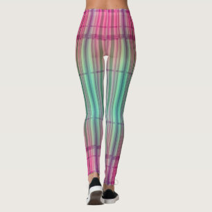 Striped New Tartan Aqua Pink Leggings