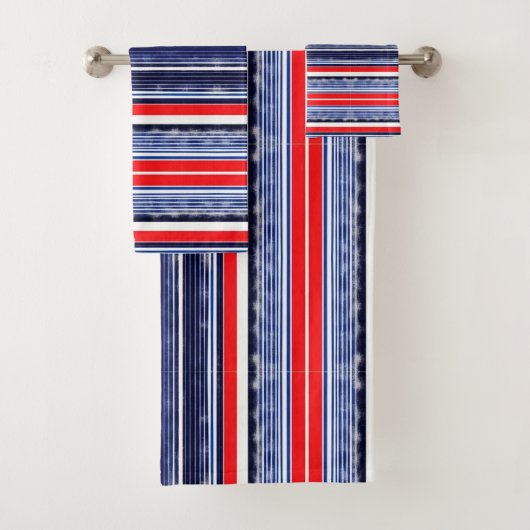 Striped Pattern, Blue, Red and White Coffee Mug (En situation)