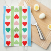 Striped pattern with hearts for Valentine's day Theedoek (Quarter Fold)