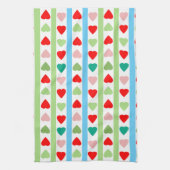 Striped pattern with hearts for Valentine's day Theedoek (Verticaal)