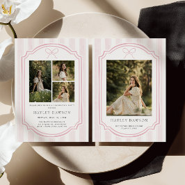 Striped Photo Graduation Party Invite Announcement Kaart