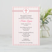 Striped Pink Cross Invitation Kaart (Staand voorkant)