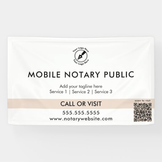 Striped Pink Notary Openbare Logo Website QR Evene Spandoek (Horizontaal)