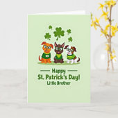 Striped Puppy Patrick Card Kaart (Gele Bloem)
