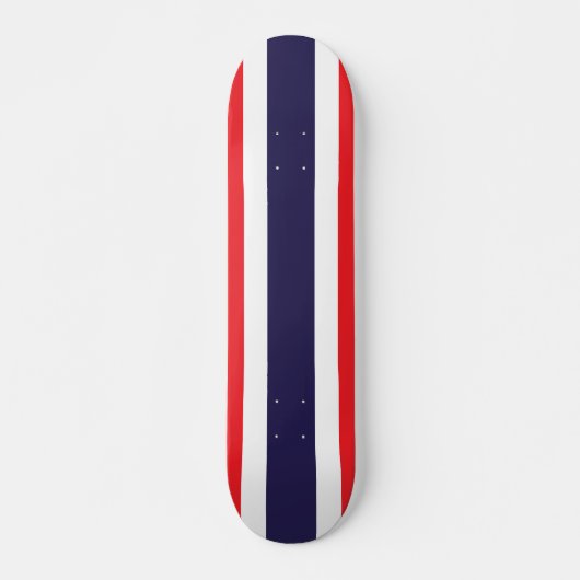  Striped Red, White, en Blauw Skateboard (Voorkant)