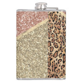 Striped Roos Gold Glitter Leopard Monogram Heupfles (Achterkant)