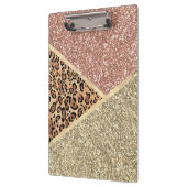 Striped Roos Gold Glitter Leopard Monogram Klembord (Links)