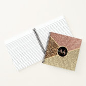 Striped Roos Gold Glitter Leopard Monogram Notitieboek (Binnen)