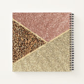 Striped Roos Gold Glitter Leopard Monogram Notitieboek (Achterkant)