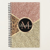 Striped Roos Gold Glitter Leopard Monogram Planner (Voorkant)