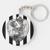 Striped Skeleton Love Couple Marriage Dance Sleutelhanger (Achterkant)