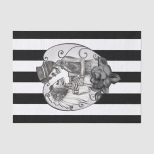 Striped Skeleton Love Couple Marriage Dance Tissuepapier