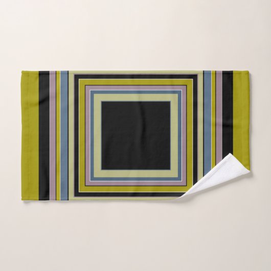 Striped Square Classic Gray Olive Pattern (Serviette à main)