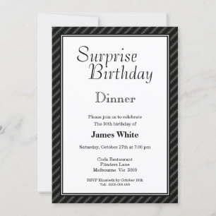 Striped Surprise 50th Birthday Dinner Invitation Kaart