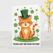 Striped Tabby Luck Card Kaart (Gele Bloem)