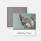 Striped Tabby met groene ogen Magneet (Voorkant / Achterkant)