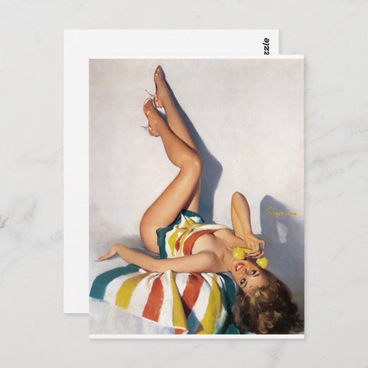 Striped Towel Pin Up Briefkaart (Voorkant / Achterkant)