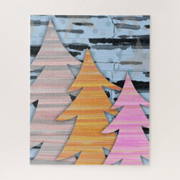 Striped Trees Winter Landscape Scene  Legpuzzel