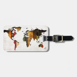 Striped Wereldkaart stijl Bagagelabel