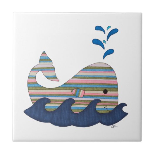 Striped Whale Tile Tegeltje (Voorkant)