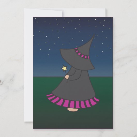 Striped Witchy Wendy 5x7 Birthday Invitation Kaart (Voorkant)