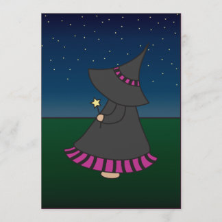 Striped Witchy Wendy 5x7 Birthday Invitation Kaart