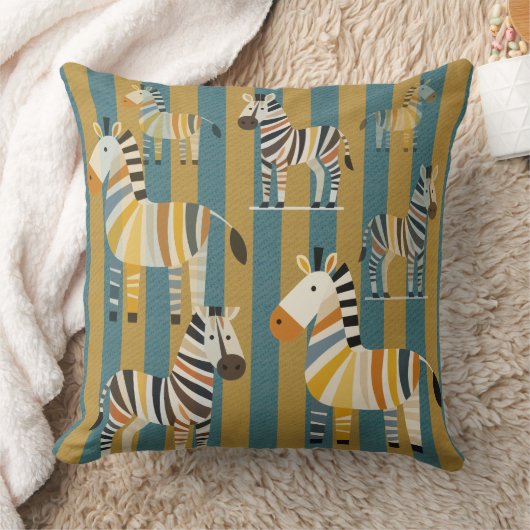 Striped Zebra Kids Throw Pillow Kussen (Deken)