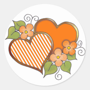 Stripes-002 Sinaasappel Ronde Sticker