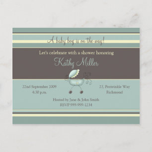 Stripes Baby shower Invitation (Jongen) Uitnodiging Briefkaart