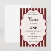 Stripes Birthday Invitation Personalized Card (Devant / Derrière)