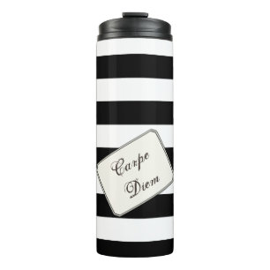 Stripes Black op elke kleur Tekst Thermosbeker