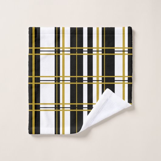 Stripes Black White, Gold Bath-handdoekset Bad Handdoek (Wasdoekje)