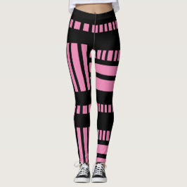 Stripes.Black Wit 01 Roze BG Leggings