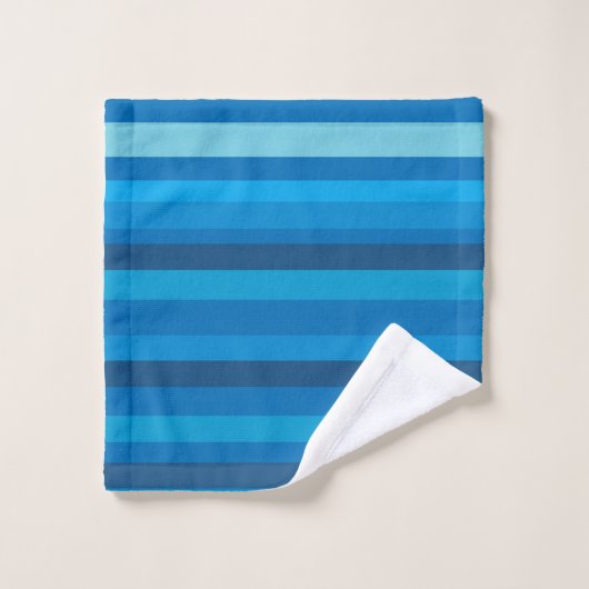 Stripes Bleues Serviettes De Bain Ensemble (Gant de toilette)