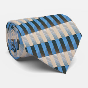 Stripes - Blue Silver Gold beige Stropdas