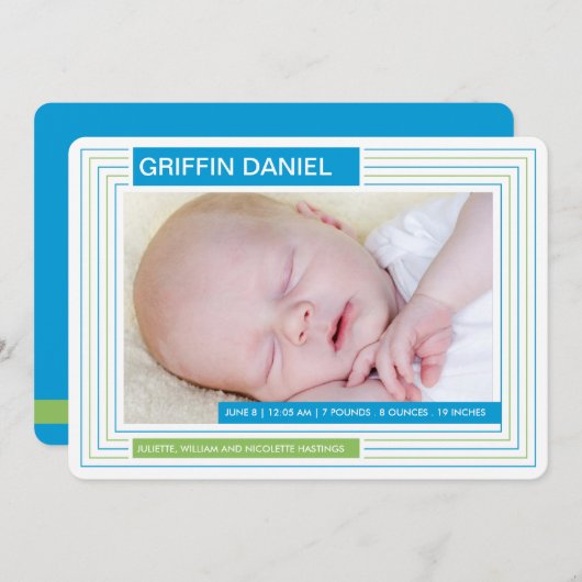 Stripes Boy Faire-part (Devant / Derrière)