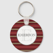  Stripes Burgundy Red Tan White Sleutelhanger (Voorkant)