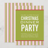 STRIPES CHRISTMAS DINNER PARTY INVITATION KAART (Voorkant / Achterkant)