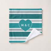 Stripes & Coeur ensemble de serviettes monogramme (Gant de toilette)