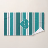 Stripes & Coeur ensemble de serviettes monogramme (Serviette à main)