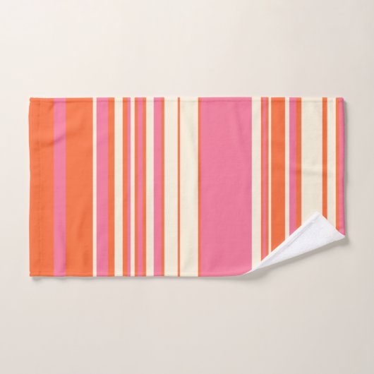 Stripes complexes - rose, orange et crème (Serviette à main)