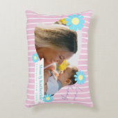 Stripes Daisy Floral Photo Pink Accent Kussen (Voorkant(Verticaal))