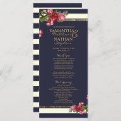 Stripes de la Marine rose et programmes de mariage (Devant / Derrière)