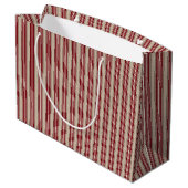 Stripes de Noël rouge et beige, Grand sac cadeau (Dos Angle)